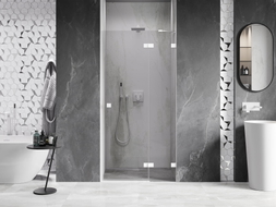 Mexen Lunar porte de douche battante droite 95 cm, transparent, blanc - 834-095-000-20-00-P