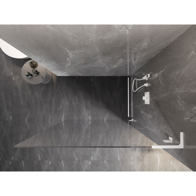 Mexen Lunar L paroi de douche à l'italienne droite 120 x 200 cm, transparent 8 mm, blanc - 830L-120-000-20-00-P