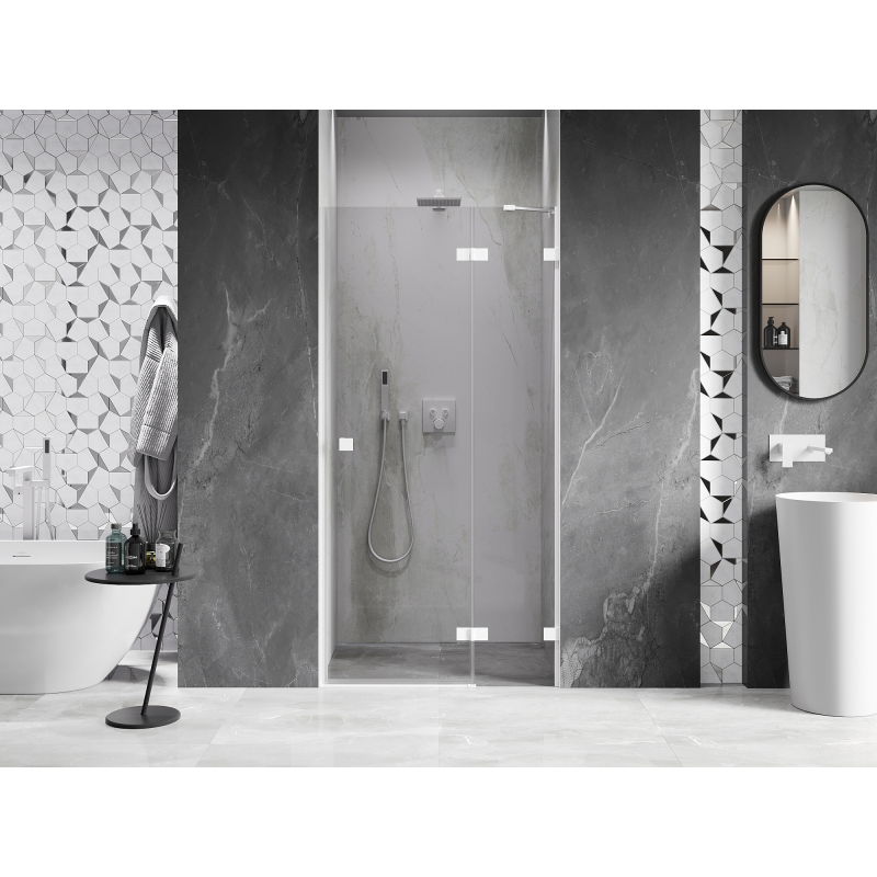 Mexen Lunar porte de douche battante droite 110 cm, transparente, blanche - 834-110-000-20-00-P