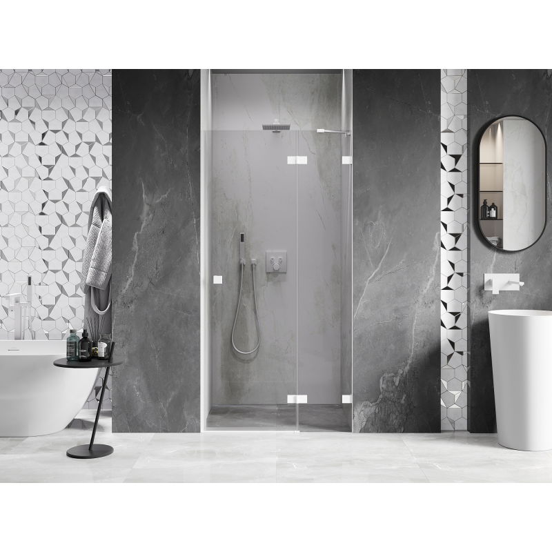 Mexen Lunar porte de douche battante droite 110 cm, transparente, blanche - 834-110-000-20-00-P