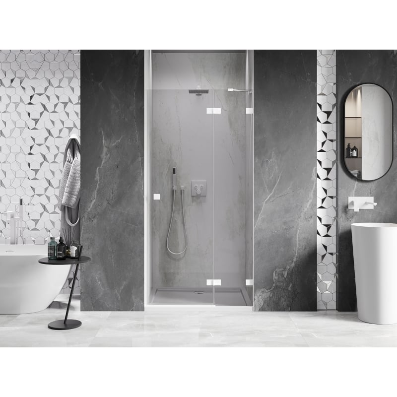 Mexen Lunar porte de douche pivotante droite 115 cm, transparent, blanc - 834-115-000-20-00-P