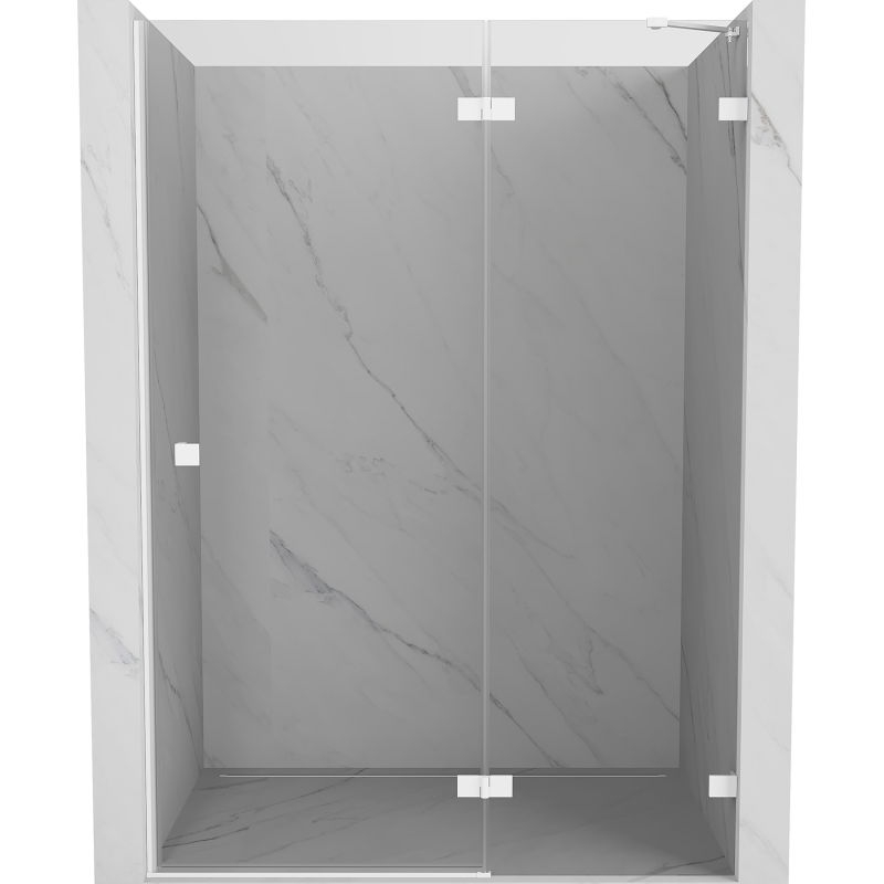 Mexen Lunar porte de douche battante droite 130 cm, transparent, blanc - 834-130-000-20-00-P