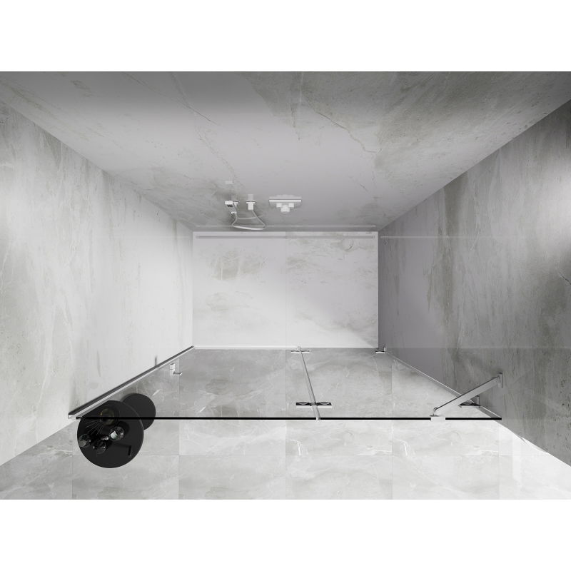 Mexen Lunar porte de douche battante droite 130 cm, transparent, blanc - 834-130-000-20-00-P