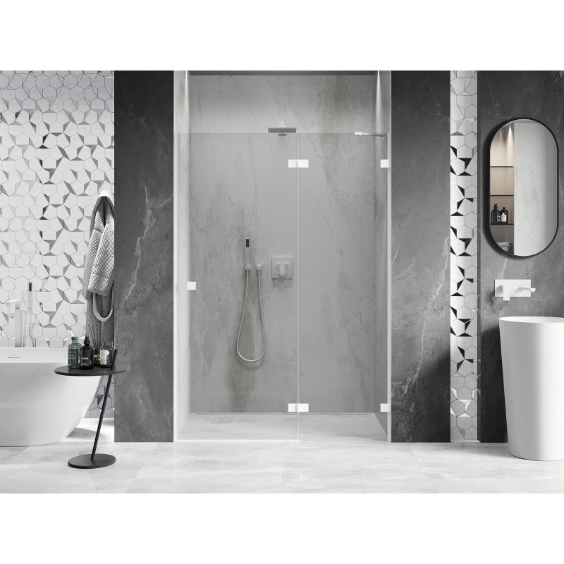 Mexen Lunar porte de douche pivotante droite 135 cm, transparent, blanc - 834-135-000-20-00-P