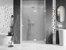Mexen Lunar porte de douche pivotante droite 135 cm, transparent, blanc - 834-135-000-20-00-P