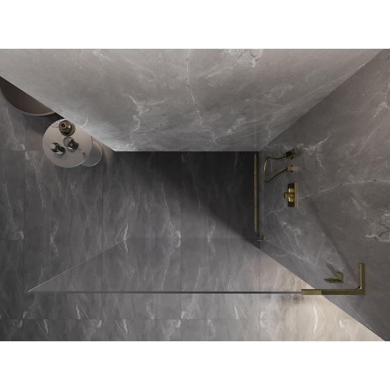 Mexen Lunar L paroi de douche Walk-in droite 70 x 200 cm, transparent 8 mm, or - 830L-070-000-50-00-P