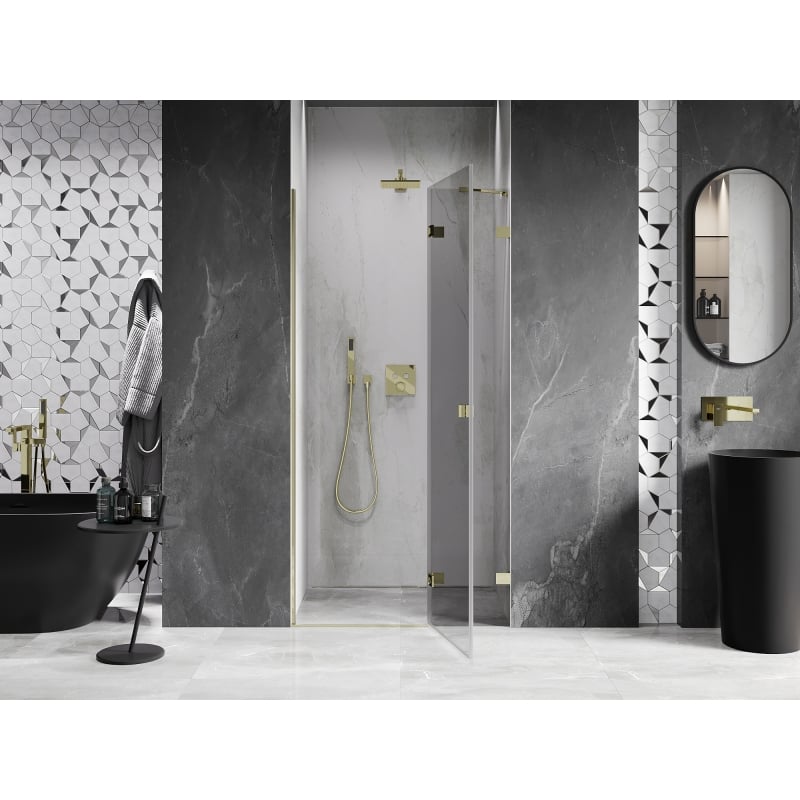 Mexen Lunar porte de douche battante droite 95 cm, transparent, doré - 834-095-000-50-00-P