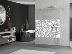 Mexen Kioto paroi de douche autoportante 110 x 200 cm, motif blanc 8 mm, or - 800-110-002-50-85