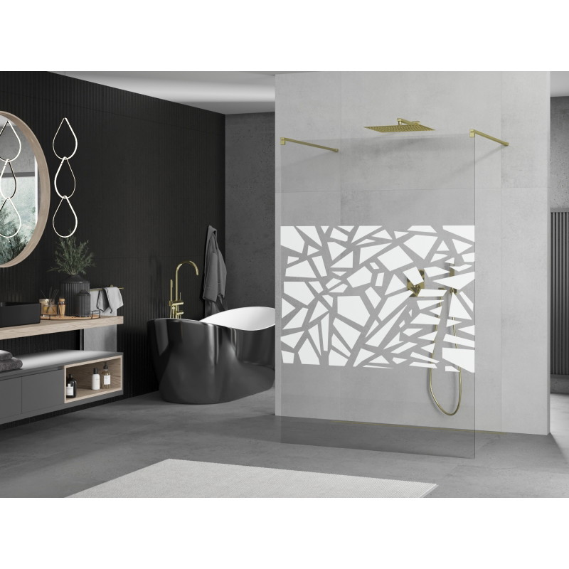Mexen Kioto paroi de douche autoportante 120 x 200 cm, motif blanc 8 mm, dorée - 800-120-002-50-85