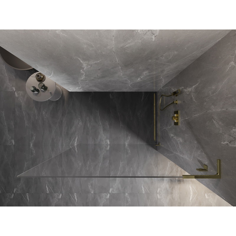 Mexen Lunar L paroi de douche Walk-in droite 100 x 200 cm, transparent 8 mm, or - 830L-100-000-50-00-P