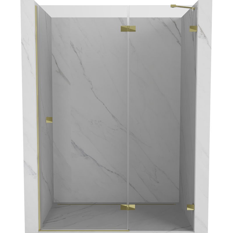 Mexen Lunar porte de douche pivotante droite 130 cm, transparent, doré - 834-130-000-50-00-P