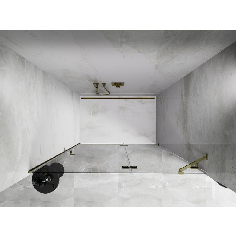 Mexen Lunar porte de douche pivotante droite 140 cm, transparent, doré - 834-140-000-50-00-P