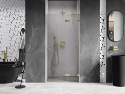 Mexen Lunar porte de douche pivotante droite 75 cm, transparent, doré brossé - 834-075-000-55-00-P