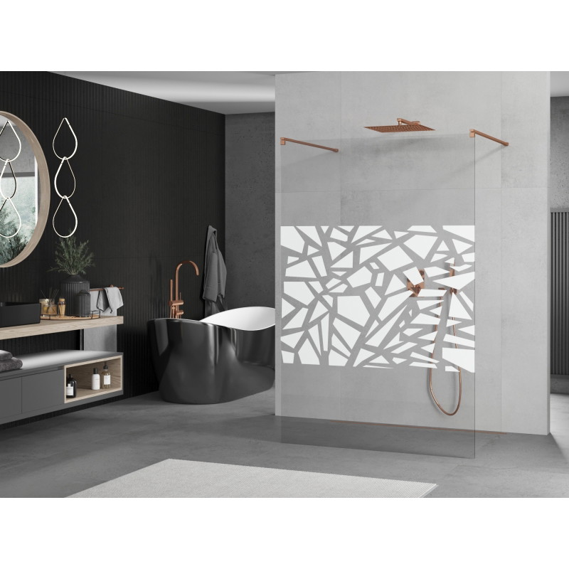 Mexen Kioto paroi de douche autoportante 120 x 200 cm, motif blanc 8 mm, or rose - 800-120-002-60-85