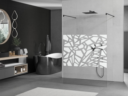 Mexen Kioto paroi de douche autoportante 100 x 200 cm, motif blanc 8 mm, noir - 800-100-002-70-85