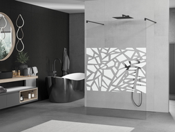 Mexen Kioto paroi de douche autoportante 100 x 200 cm, transparent/Design blanc 8 mm, Noir - 800-100-002-70-85