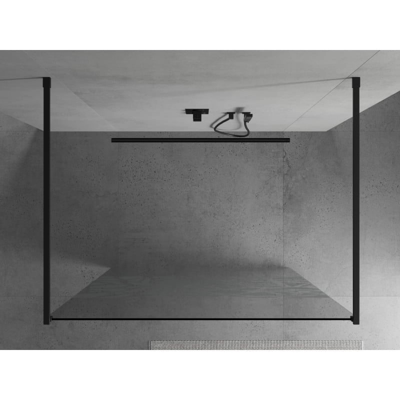 Mexen Kioto paroi de douche autoportante 100 x 200 cm, motif blanc 8 mm, noir - 800-100-002-70-85