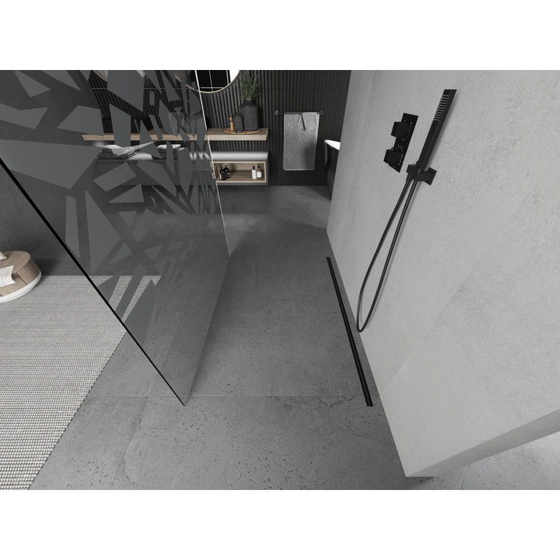 Mexen Kioto paroi de douche autoportante 110 x 200 cm, motif blanc 8 mm, noir - 800-110-002-70-85