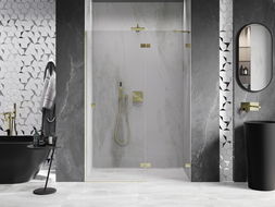 Mexen Lunar porte de douche pivotantes droites 135 cm, transparent, or brossé - 834-135-000-55-00-P