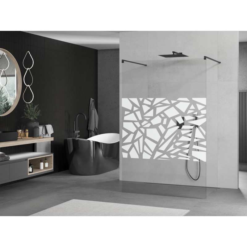 Mexen Kioto paroi de douche autoportante 110 x 200 cm, motif blanc 8 mm, noir - 800-110-002-70-85