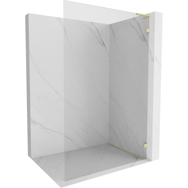 Mexen Lunar L paroi de douche Walk-in droite 110 x 200 cm, transparent 8 mm, or brossé - 830L-110-000-55-00-P