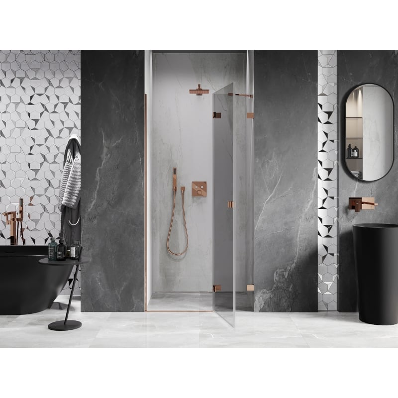Mexen Lunar porte de douche pivotante droite 70 cm, transparent, or rose - 834-070-000-60-00-P