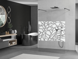 Mexen Kioto paroi de douche autoportante 130 x 200 cm, motif blanc 8 mm, noire - 800-130-002-70-85