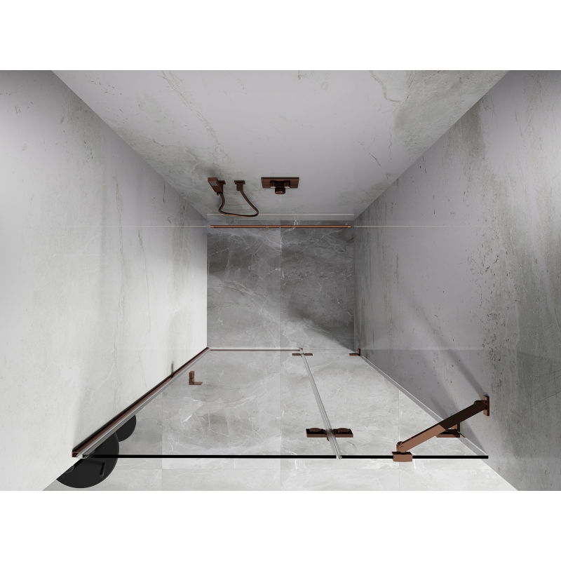 Mexen Lunar porte de douche pivotante droite 85 cm, transparent, or rose - 834-085-000-60-00-P