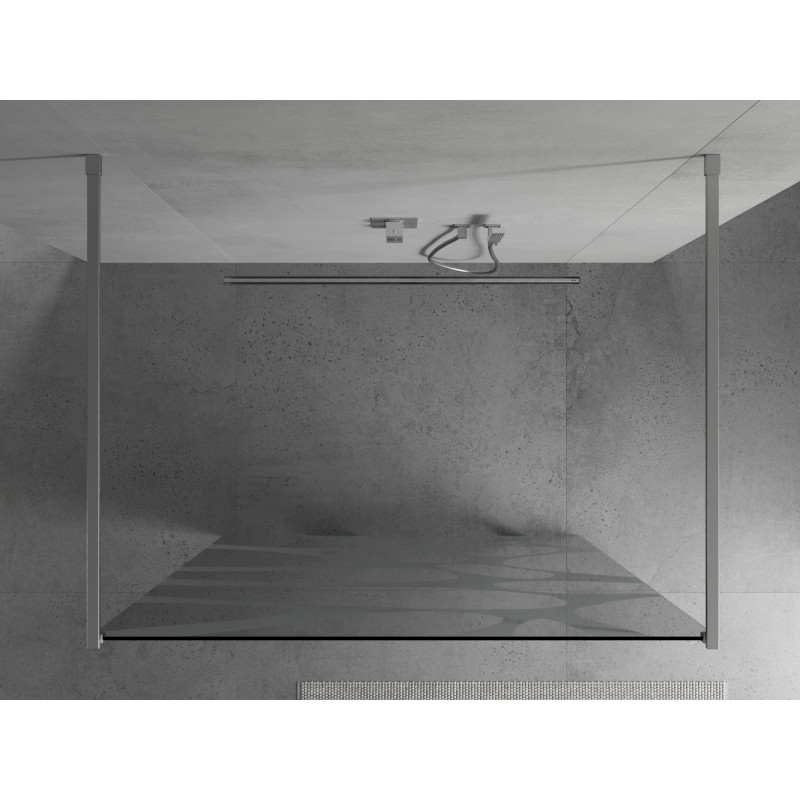 Mexen Kioto paroi de douche autoportante 100 x 200 cm, vague blanche 8 mm, chromé - 800-100-002-01-97