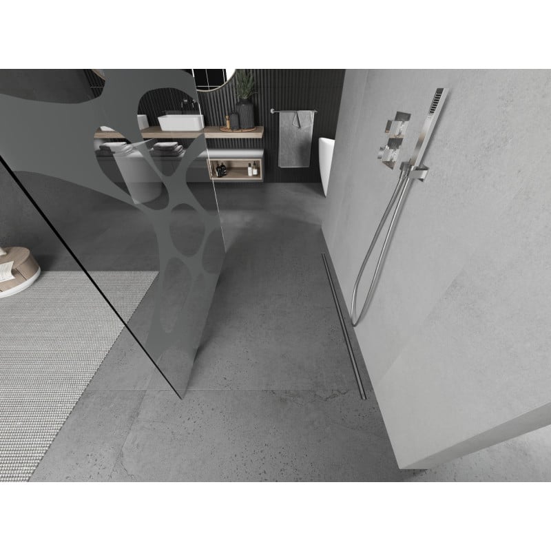 Mexen Kioto paroi de douche autoportante 120 x 200 cm, vague blanche 8 mm, chrome - 800-120-002-01-97