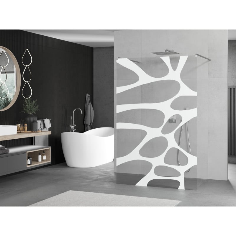 Mexen Kioto paroi de douche autoportante 120 x 200 cm, vague blanche 8 mm, chrome - 800-120-002-01-97