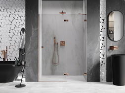 Mexen Lunar porte de douche pivotante droite 140 cm, transparent, or rose - 834-140-000-60-00-P
