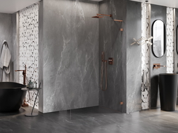 Mexen Lunar L paroi de douche Walk-in droite 110 x 200 cm, transparent 8 mm, or rose - 830L-110-000-60-00-P