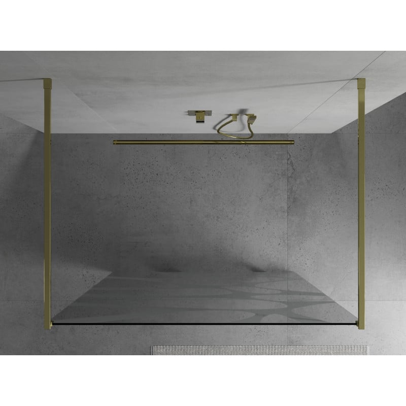 Mexen Kioto paroi de douche autoportante 100 x 200 cm, vague blanche 8 mm, or - 800-100-002-50-97