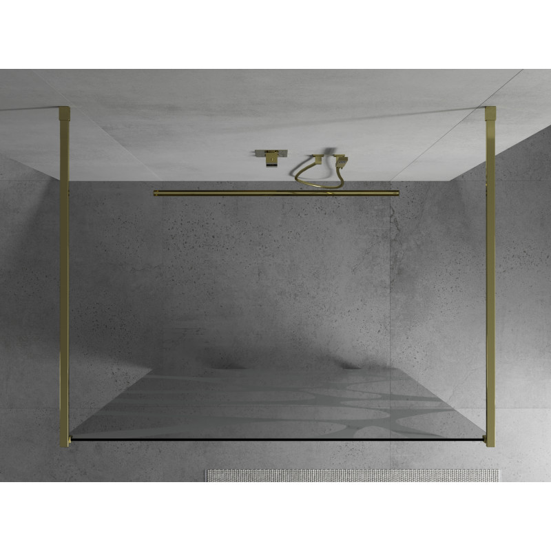 Mexen Kioto paroi de douche autoportante 110 x 200 cm, vague blanche 8 mm, or - 800-110-002-50-97