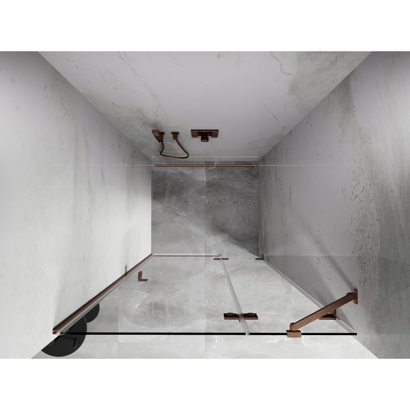 Mexen Lunar porte de douche pivotante droite 80 cm, transparent, cuivre brossé - 834-080-000-65-00-P