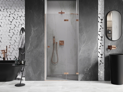 Mexen Lunar porte de douche battantes à droite 95 cm, transparent, cuivre brossé - 834-095-000-65-00-P