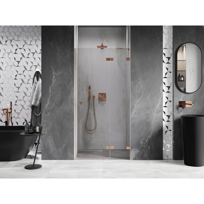 Mexen Lunar porte de douche pivotante droite 105 cm, transparent, cuivre brossé - 834-105-000-65-00-P