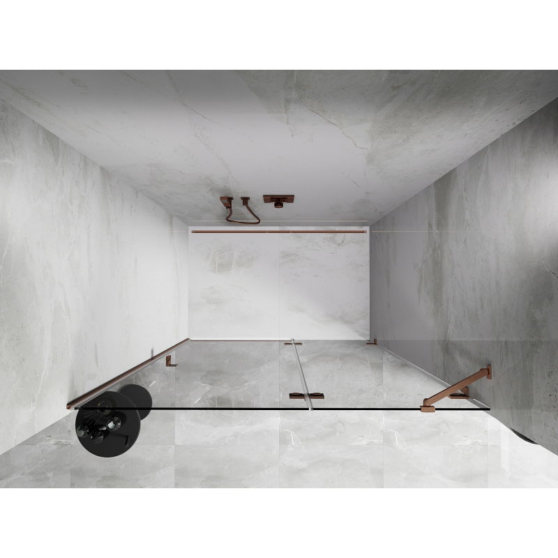 Mexen Lunar porte de douche pivotante droite 130 cm, transparent, cuivre brossé - 834-130-000-65-00-P