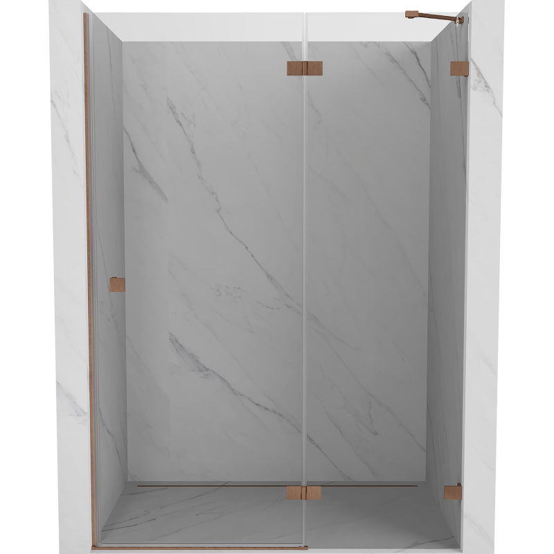 Porte de douche pivotante Mexen Lunar droite 135 cm, transparent, cuivre brossé - 834-135-000-65-00-P
