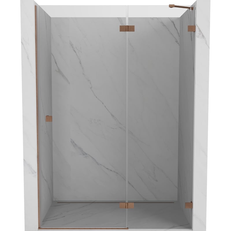 Mexen Lunar porte de douche battante droite 140 cm, transparent, cuivre brossé - 834-140-000-65-00-P