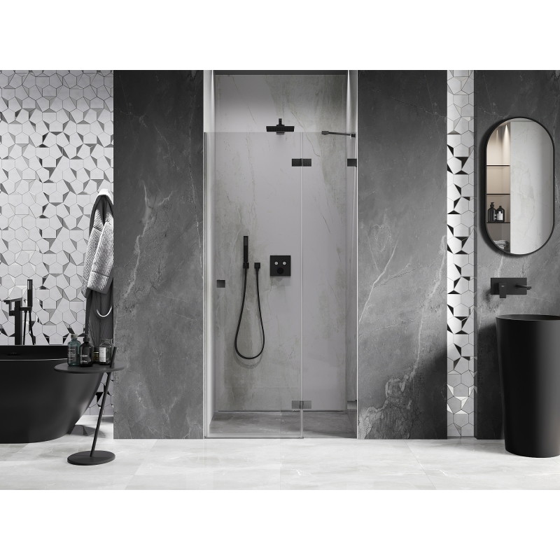 Mexen Lunar porte de douche battante droite 85 cm, transparent, gris fusil brossé - 834-085-000-66-00-P