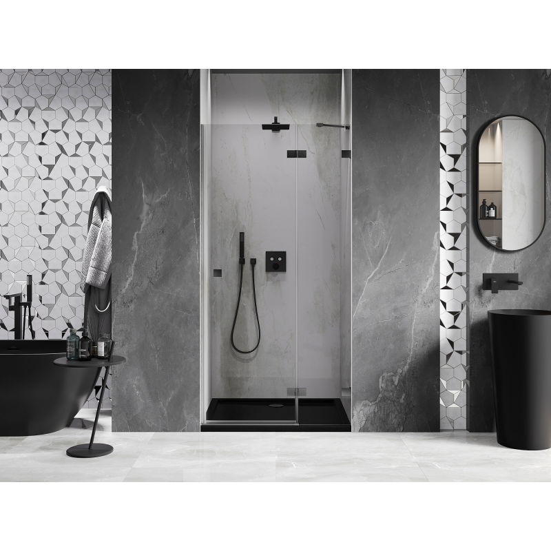 Mexen Lunar porte de douche pivotante droite 90 cm, transparent, gris fusil brossé - 834-090-000-66-00-P