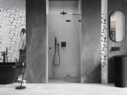 Mexen Lunar porte de douche battante droite 95 cm, transparent, gris canon brossé - 834-095-000-66-00-P