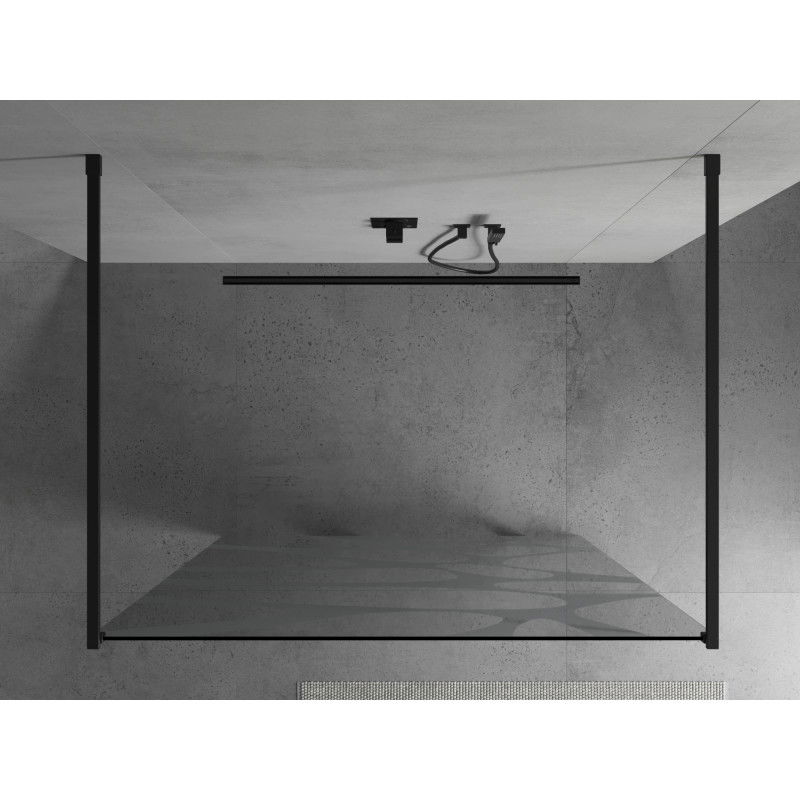 Mexen Kioto paroi de douche autoportante 110 x 200 cm, vague blanche 8 mm, noire - 800-110-002-70-97