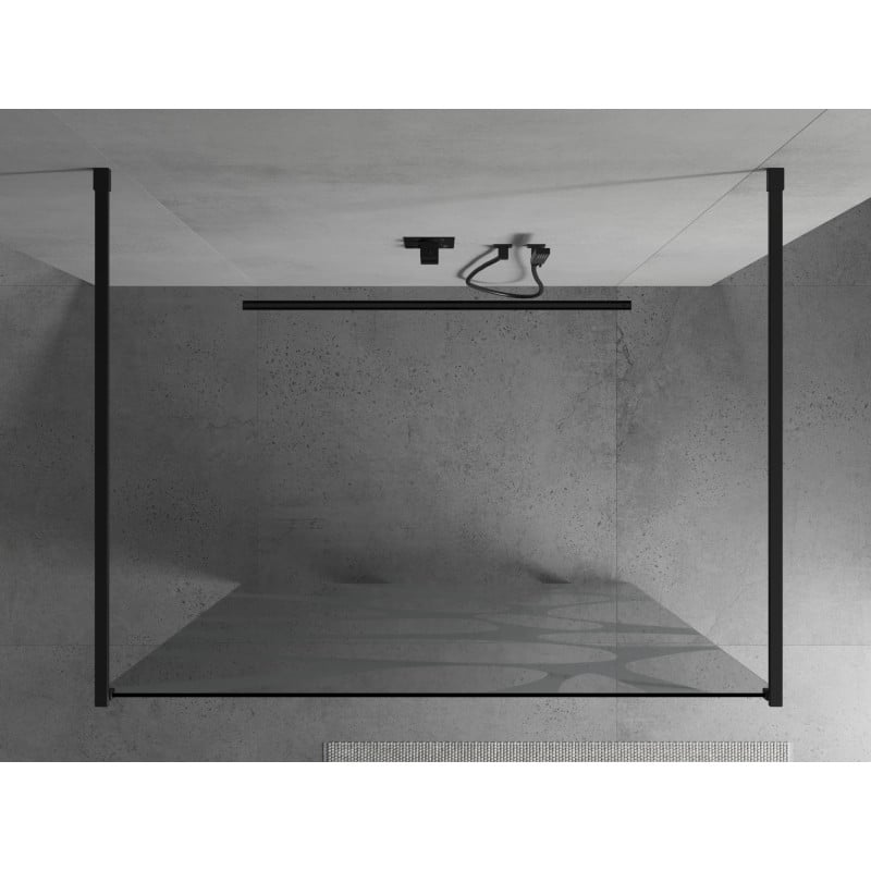 Mexen Kioto paroi de douche autoportante 120 x 200 cm, vague blanche 8 mm, noire - 800-120-002-70-97