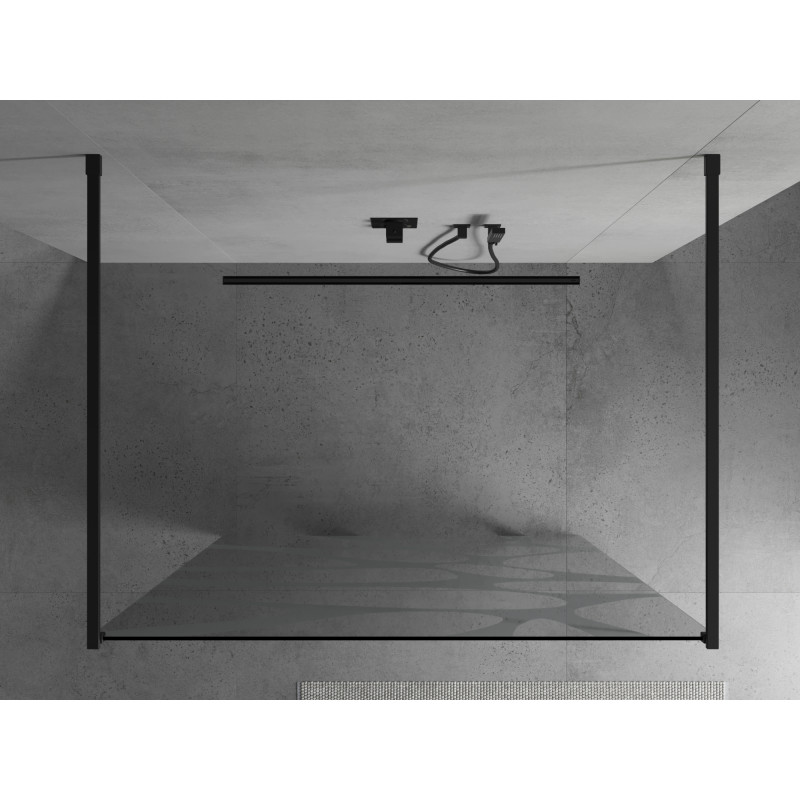 Mexen Kioto paroi de douche autoportante 140 x 200 cm, vague blanche 8 mm, noire - 800-140-002-70-97