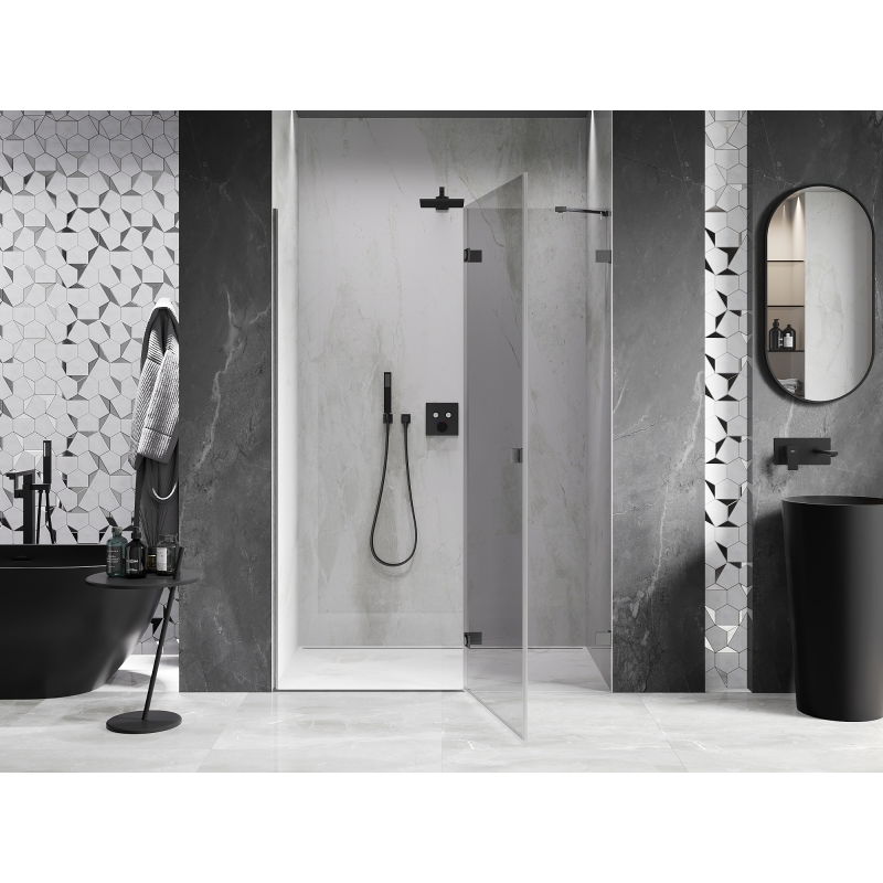 Mexen Lunar porte de douche pivotante droite 135 cm, transparent, gris canon brossé - 834-135-000-66-00-P