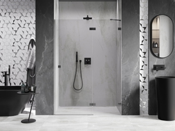 Mexen Lunar porte de douche pivotante droite 135 cm, transparent, gris canon brossé - 834-135-000-66-00-P