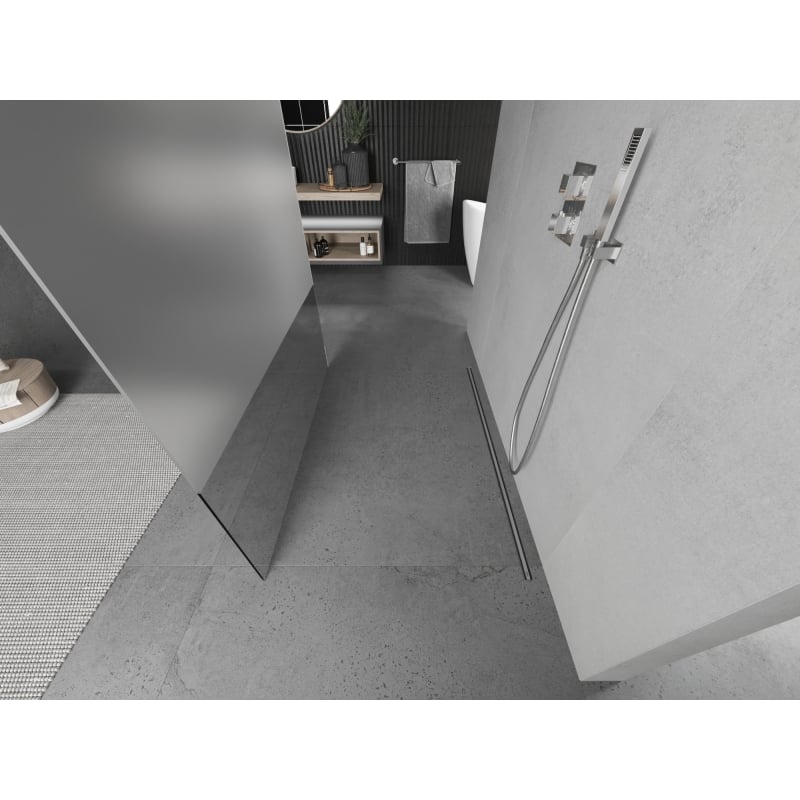 Mexen Kioto paroi de douche autoportante 140 x 200 cm, transparent/givre 8 mm, chrome - 800-140-002-01-35